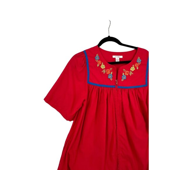 Go Softly Patio Robe‎ Housedress Womens Small Housecoat Embroidered Grannycore - Picture 8 of 13